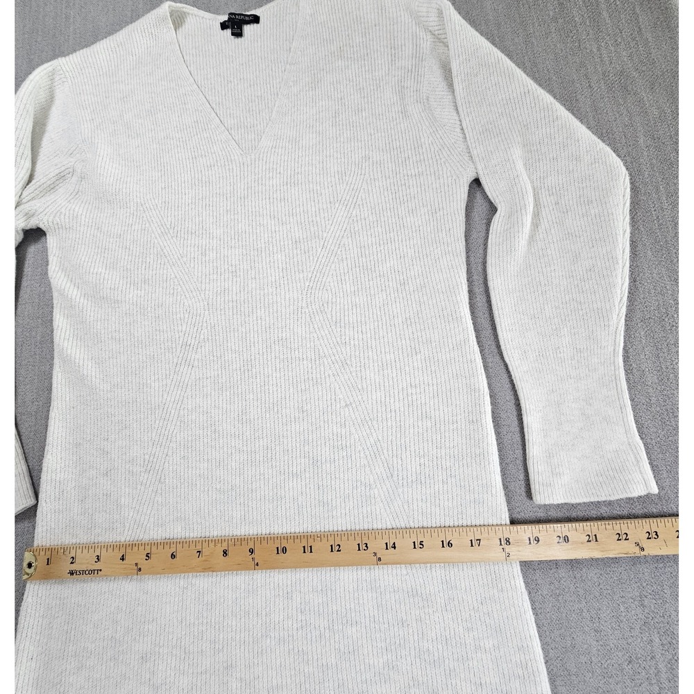 Banana Republic Women's V-Neck Midi Sweater Dress Gray Sz Large Long Sleeve - Picture 5 of 11